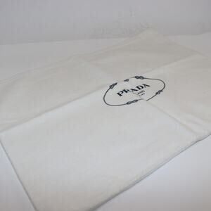 Prada White Cotton Logo Dust Bag 17x13 Drawstring